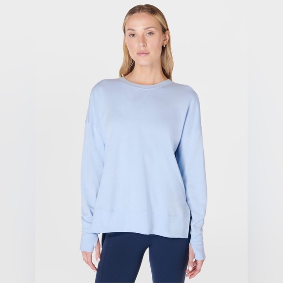 Sweaty Betty After Class Split Sweatshirt Medium Pullover blue jumper light long - Picture 2 of 15